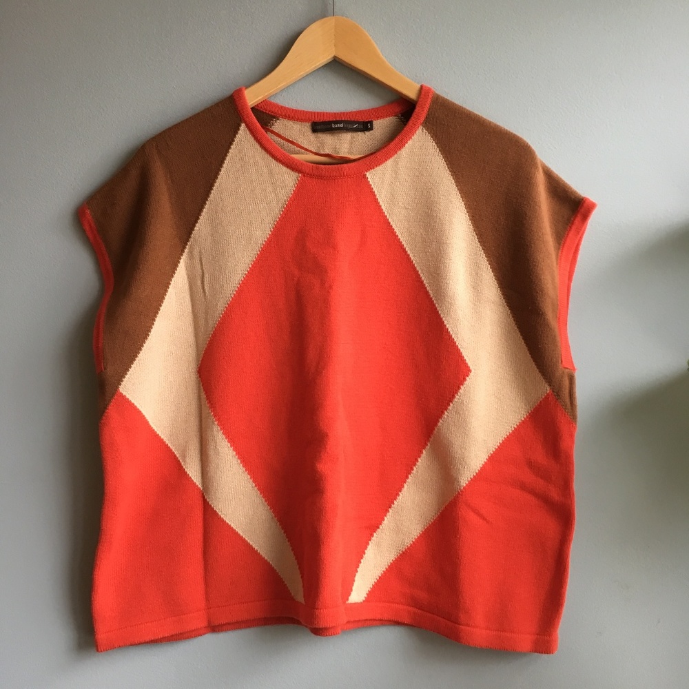 🚫 Boxy Heavy Cotton Knit Geometric Top